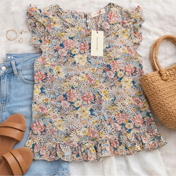 Solitaire Tops - Solitaire Vibrant Floral Top